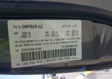 2008 Dodge Charger from USA, damaged, VIN 2B3KA43R28H166942